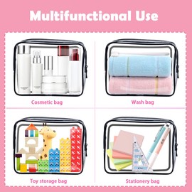 CADAVO TSA Approved Toiletry Bag, 3 Pack Clear Travel Bags for Toiletries, Quart Size Makeup Cosmetic Bag Organizer for Women Men Travel Accessories(Black)