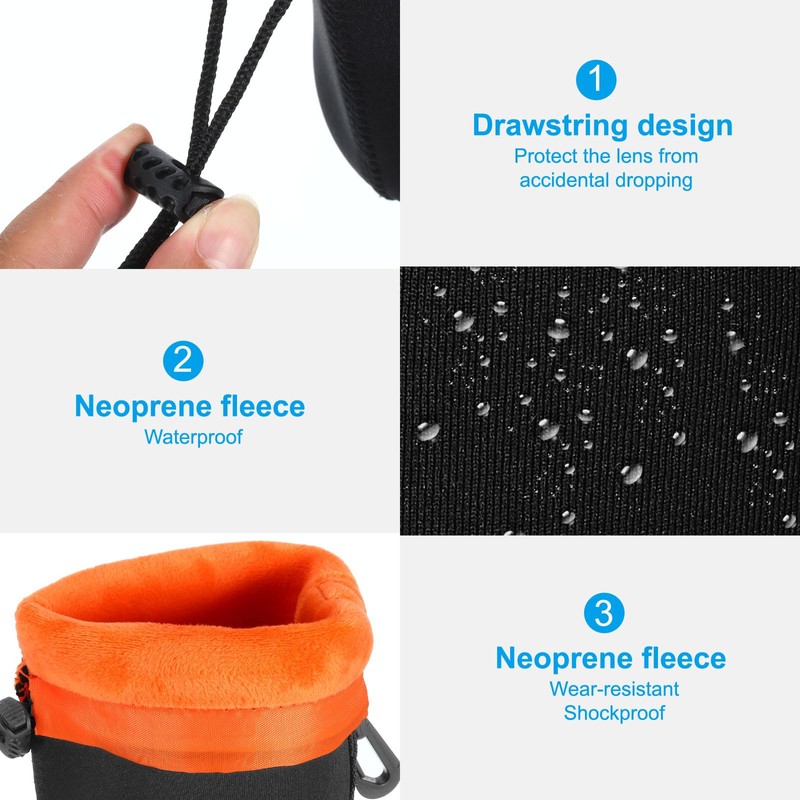 PATIKIL Camera Lens Bag, 1 Pcs 3" ID x 3.9"