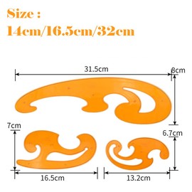 3 Pcs French Curve Ruler Set, Clouds‑Shaped Technical Drawing Stencil Templates Measuring Tool for Engineering Drafting Sewing