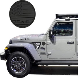 Matte Black Round American Flag Badge, 4x4 Metal Badge 3D Car Decal Sticker For Jeep Wrangler Most Car Decoration