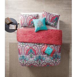 VCNY Home - Twin Quilt Set, 4-Piece Bedding with Reversible Quilt, Cozy Room Decor (Casa Re'al Pink/Turquoise, Twin/Twin XL)