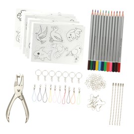 Tofficu 1 Set Heat Shrink DIY Shrink Craft Art Kit Shrinky Art Film Paper Heatshrink Kits Shrinky Art Paper Kit Heat Shrink Paper Key Clasps Hooks Keyring Connector Swivel Snap Hooks Alloy