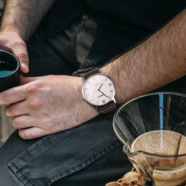 Ayadoo 18mm Italian Leather Watch Band,Retro Quick Release Dark Brown Leather Replacement Watch Strap with Gold Buckle