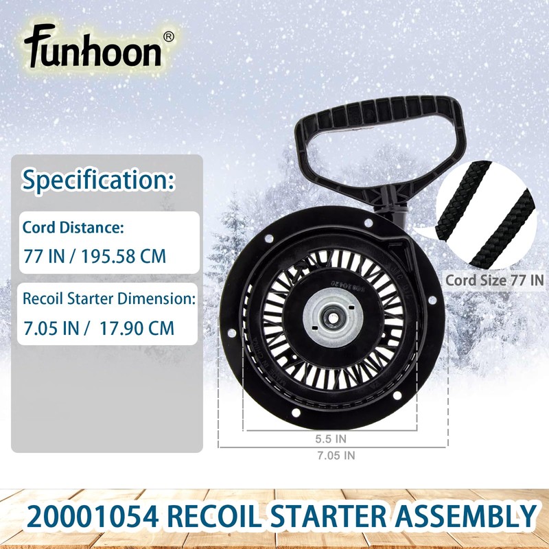 Funhoon 20001054 Pull Cord Recoil Starter Assembly for Ariens SNO-Tek,