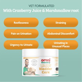 Omni Bladder Care Supplement - One-a-Day Dog Chew Supplements for Dogs with Marshmallow Root, Cranberry Juice and D-Mannose, For Healthy Bladder and Urinary Issues, 30 Servings, Small Dog 0-15 Kg