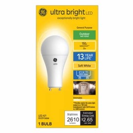 GE 93129364 LED Outdoor-Rated Ultra Bright Light Bulb, A21 GU24 Base, Soft White, 22 Watt - Quantity 4