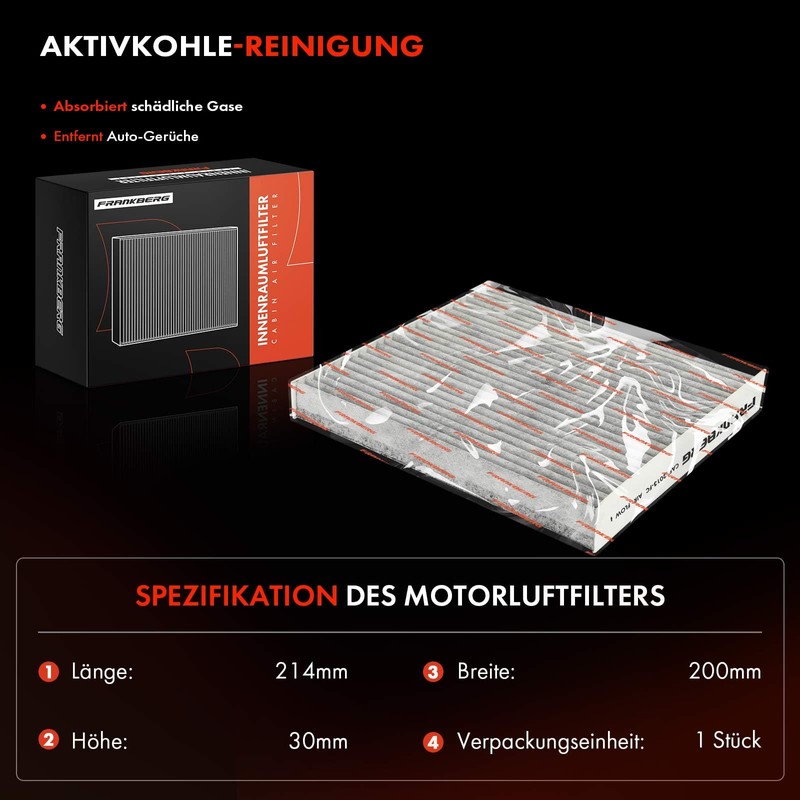 Frankberg Cabin Air Filter Pollen Filter with Activated Carbon Filter