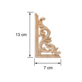 Gotetiso Wooden Ornaments Pack of 4 Wooden Corner Onlay Wood Carved Corner Wooden Ornament Wood Carved Corner Onlay Applique Unpainted Applique Frame Carved Corner Onlay Furniture Appliques