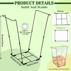 Tandefio 3 Pcs Trash Bag Holder Heavy Duty Metal Outdoor Garbage Bag Holder Garden Leaf Bag Support Stand Holds 30-45 Gallons Bag for Camping Leaves Gardening Parties Lawn Yard Home Weeding