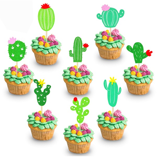 Decoraciones para cupcakes de cactus, decoración de cumpleaños, baby shower, fiesta, cactus, llamas, decoración para tartas, 32 unidades