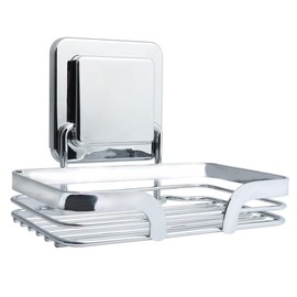 Rustproof Stainless Steel Shower Soap Dish, Super Powerful Vacuum Suction Cup with Deep Storage Basket for Conditioner Shampoo Soap for Shower Bathroom Tub Kitchen Sink