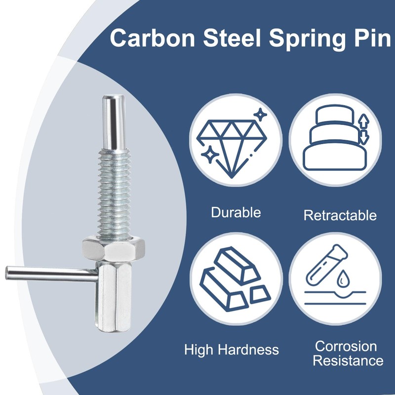 PATIKIL Retractable Indexing Plunger Pin, 2 Pcs M10x1.5 Carbon Steel