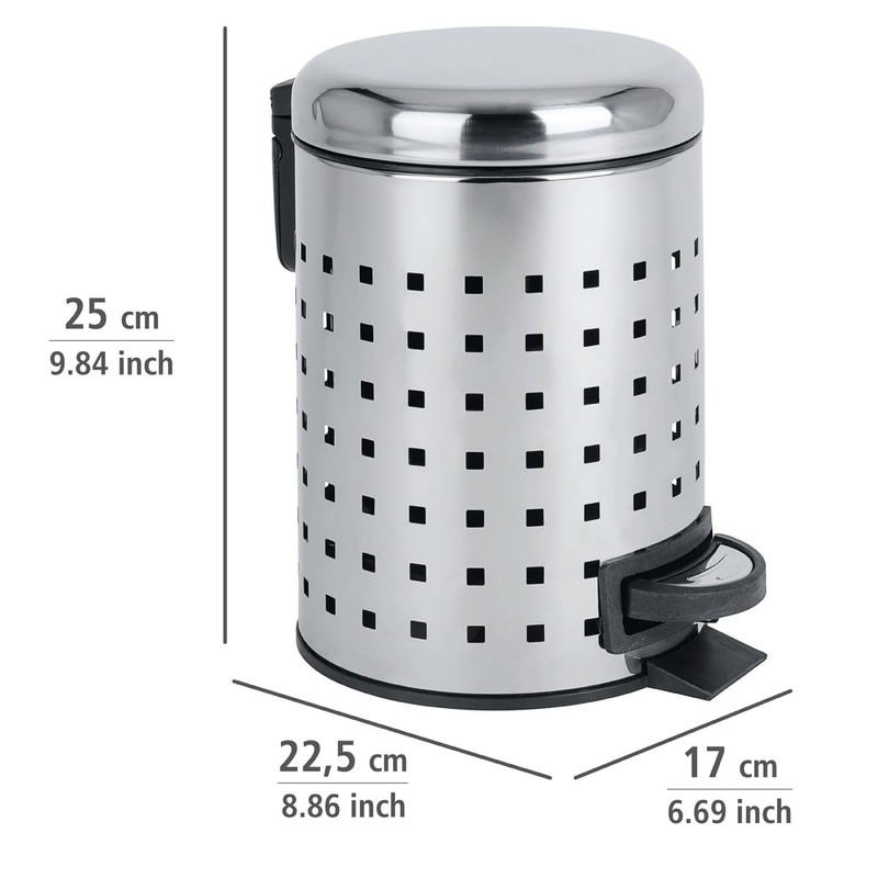 Wenko Pedal Bin "Leman" Perforated 3L in Silver
