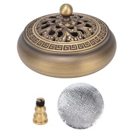 Antique Incense Burner Brass Holder with Lid Fireproof Cotton Interior Decoration Crafts Gifts