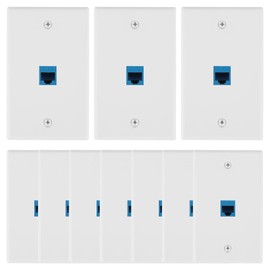 YUPVM 10 Pieces Ethernet Wall Outlet Plate Cat6 RJ45 Wall Plate Jack Female to Female Ethernet Inline Coupler Plates Ethernet