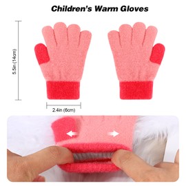 QKURT Children's Knitted Gloves, 5 Pairs Winter Kids' Magic Mittens, Multicolour, for Boys and Girls Ages 1-8