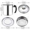 Berglander Bacon Grease Container With Strainer 47oz/1.4L, Stainless Steel Oil