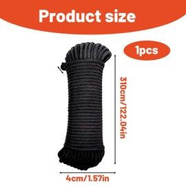 Black Paracord 550, 4mm Nylon Rope for Outdoor Activities, DIY Projects, and Emergency Situations, 31 Meter 7-Strand Parachute Cord