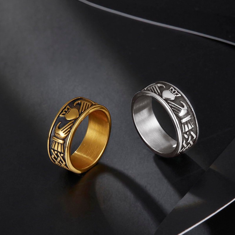 Joliernelle Stainless Steel Claddagh Ring for Men Engagement, or Wedding