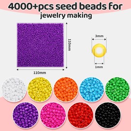 IOOLEEM Purple Glass Beads, 4000+pcs 3mm, Ideal for Jewelry & Bracelets