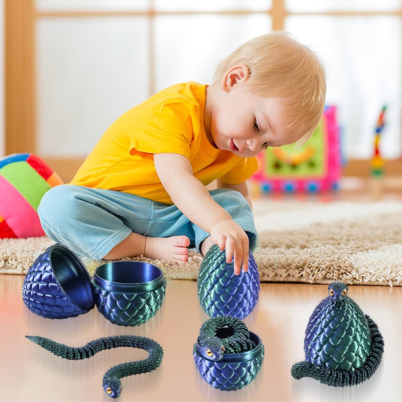 Joycabin 3D Printed Snake Toy, Easter 3D Printed Dragon Egg