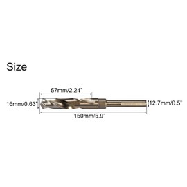 NACX 16mm Reduced Shank Cobalt Drill Bit, HSS 6542 High-Speed Steel Twist Drill Bits with 1/2” Shank for Stainless Steel Alloy Metal Plastic Wood