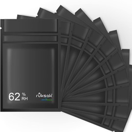 RUKSAK 10PCS RH 62% 2-Way Humidity Control Bag for Herbs, Curing & Storage Resealable Humidity Bags,1/4oz Herbs Travel Bag,7" X 4.5",Child-Resistant Certified