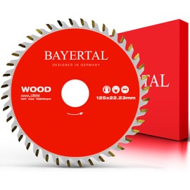 Bayertal Saw Blade 125 x 22.23 - Precision for Woodcuts - Ideal for Hard and Softwood, MDF and OSB - 125 mm Cutting Disc for Fine Cutting - Carbide Cutting Surfaces for Precise Cuts - Circular Saw Blade