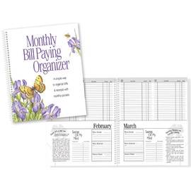 Product Concept Mfg., Inc. Monthly Bill Paying Organizer - A Simple Way to Organize Bills and Receipts with Monthly Pockets - 8 x 10 Spiral Bound, White