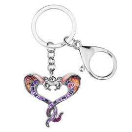 Floral Enamel Cobra Snake Keychain Pendant Keyrings for Women Girls Unique Purse Charm, Purple, Medium