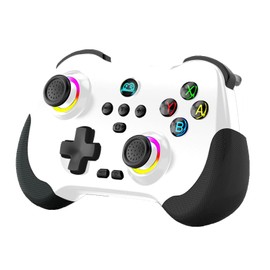 Joso Phone Controller for Steam Switch/PS/PC/Android/iOS, with Hall linear trgger, Hall left & right rocker, Pocket Size, RGB Light/Turbo, Bluetooth Wireless Controller Gamepad White
