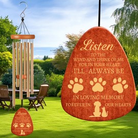Wind Chimes for Loss of Pet Dog,Pet Dog Memorial Wind Chime - in Loving Memory of Lost Dog - Loss of Pet Remembrance/Sympathy/Passing Away Gift for Dog - Pet Memorial Windchime! (Champagne Gold, 26")