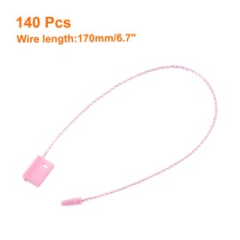 Sourcing Map 140Pcs Pink Nylon Plastic Hang Tag String 6.7Inch Snap Lock Pins Loop Price Tag Fastener Clothes Tags