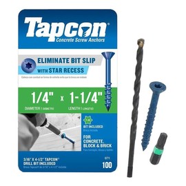 Tapcon 1/4" x 1-1/4" Star Torx Head Concrete Anchor Screws 3183407V2 | 100 Pack | Drill Bit Included