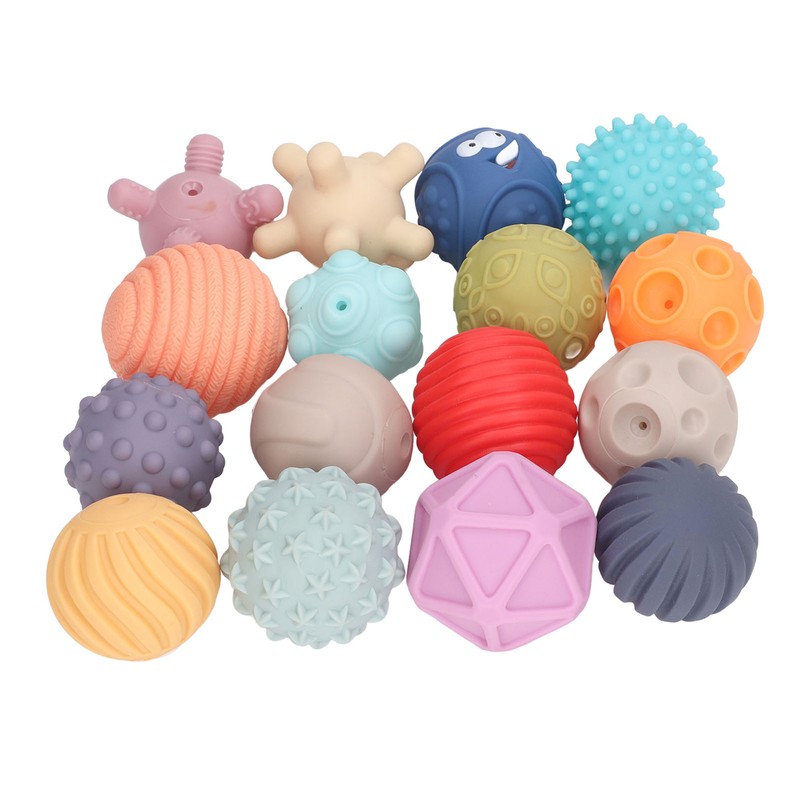 16PCS Baby Soft Textured Sensory Balls Toddlers Exploration Toys Sensory