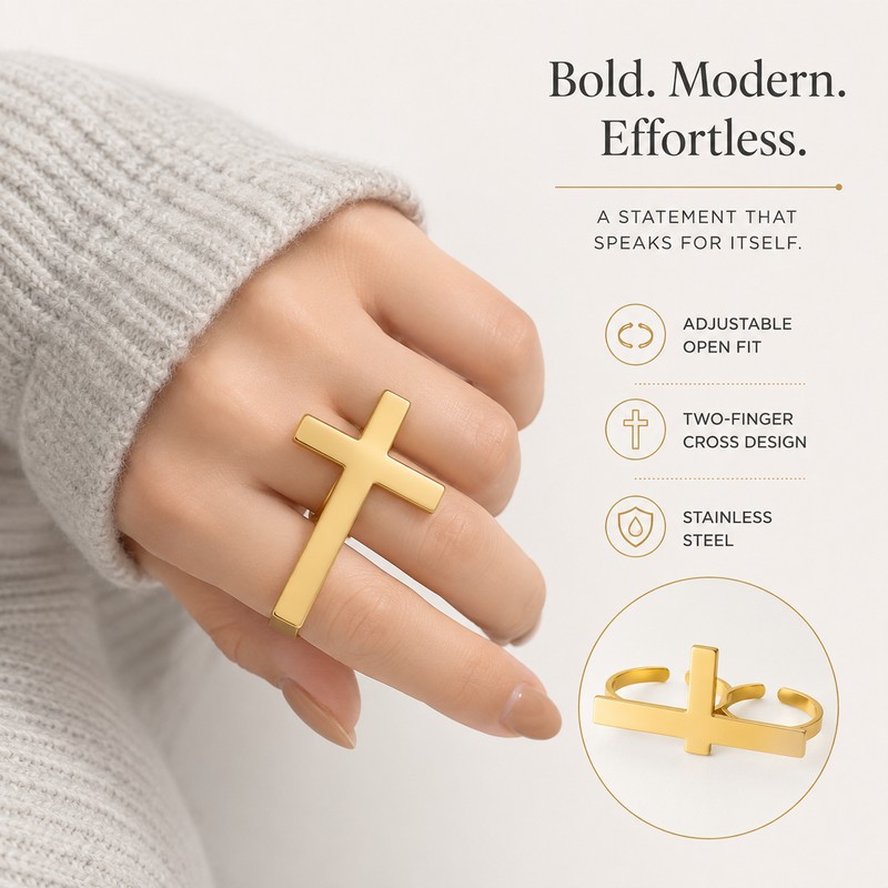 Two Finger Cross Ring for Men & Women – Vintage