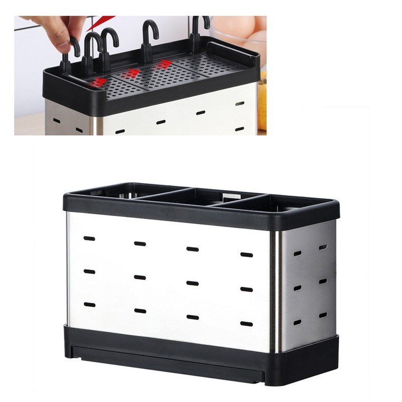 Utensil Holder Stainless Steel Multifunctional Wall Mount Utensil Drying Rack