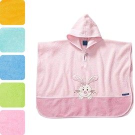 Morgenstern High Quality Childrens Hooded Poncho for Baby ,Toddler, Kids, Bath Beach Towel 1 - 3 yrs. Colour Pink, Bunny Embroidery