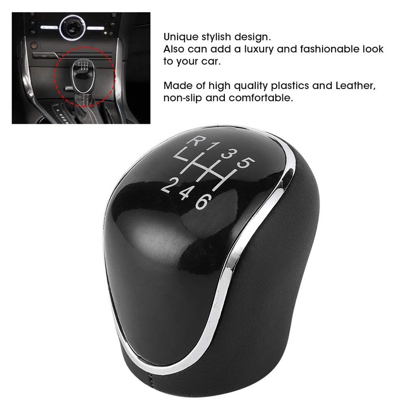 Gear knob, gear knob, comfortable plastic and leather, 6 gears