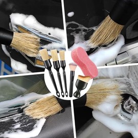 Kit 6pzs Brochas para Detallado Automotriz,Limpieza para Auto,Cepillos Suave Microfibra para Detallado Automotriz Interior,para Tablero,Limpiar Llanta