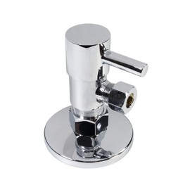 Westbrass A105QR-26 Round Lever 1/4-Turn Angle Stop 1/2" Copper x 3/8" Compression, Polished Chrome