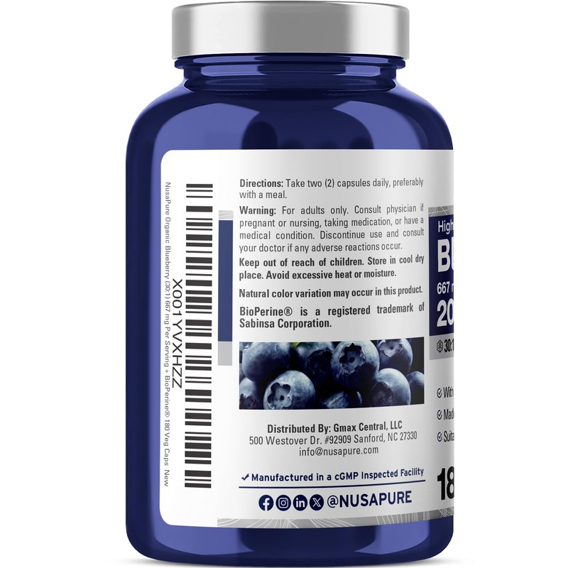 NusaPure Blueberry Concentrate 30:1 Extract, 667 mg Equivalent to 20,000