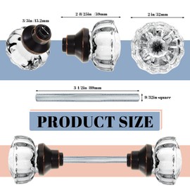 Amylove 8 Set Crystal Door Knobs Mortise Style Fluted Glass Door Knobs Antique with Spindle Antique Doorknobs for Interior Doors (Bronze)