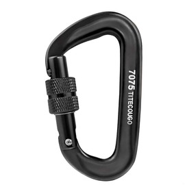 TITECOUGO Screw Lock Carabiner, 12Kn, Aluminum Alloy, Carabiner, 264.6 lbs (1,200 kg), Screw-Type, D-Ring, Climbing Button, Ultra Lightweight, Key Holder, Hammock, Camping, Pack Hook, Load, Outdoor, Fall Prevention, Black, 2 Pieces