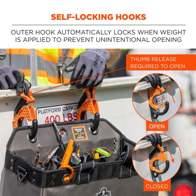 Ergodyne Squids 3178 Locking Aerial Bucket Hook with Tethering Point,