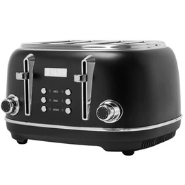 Haden Heritage 4 Slice Wide Slot Stainless Steel Toaster Bundled with 12 Cup Programmable Drip Coffee Maker Coffee Machine, Black & Chrome