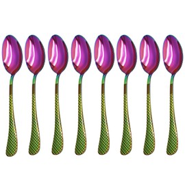 Rainbow Coffee Spoons 4 Pc, Stainless Steel 6.7'' Inch Tea Spoons Silverware Set, Ice Cream Spoons,Dessert Teaspoons Espresso Spoons for Home, Kitchen or Office, Dishwasher Safe (H950small)
