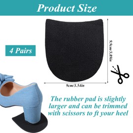 2 Pairs Rubber Shoe Heel Repair Shimmeroo Replacement Anti-Slip Shoe Heel Pad Black Leather Boots Heels Pads for Men Woman 4mm Thick