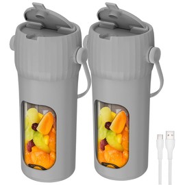 Rosenstein & Söhne Smoothie Cups: Set of 2 Power Cordless Drink Mixers 100 W, 6 Blades, 1500 mAh, BPA-Free (Drink Mixer, Protein Mixer)