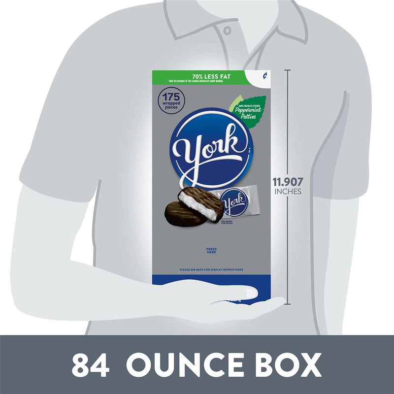 YORK Dark Chocolate Peppermint Patties, Candy Bulk Box, 84 oz